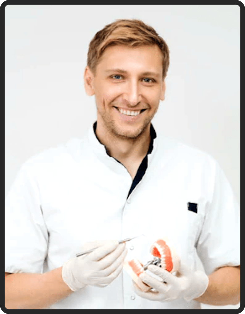 A dental professional reviewing oral microbiome research